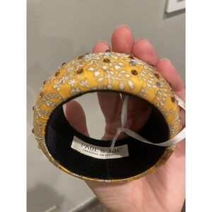 Paul & Joe Paris Yellow Floral Crystal Embellished Fabric Bangle Bracelet France